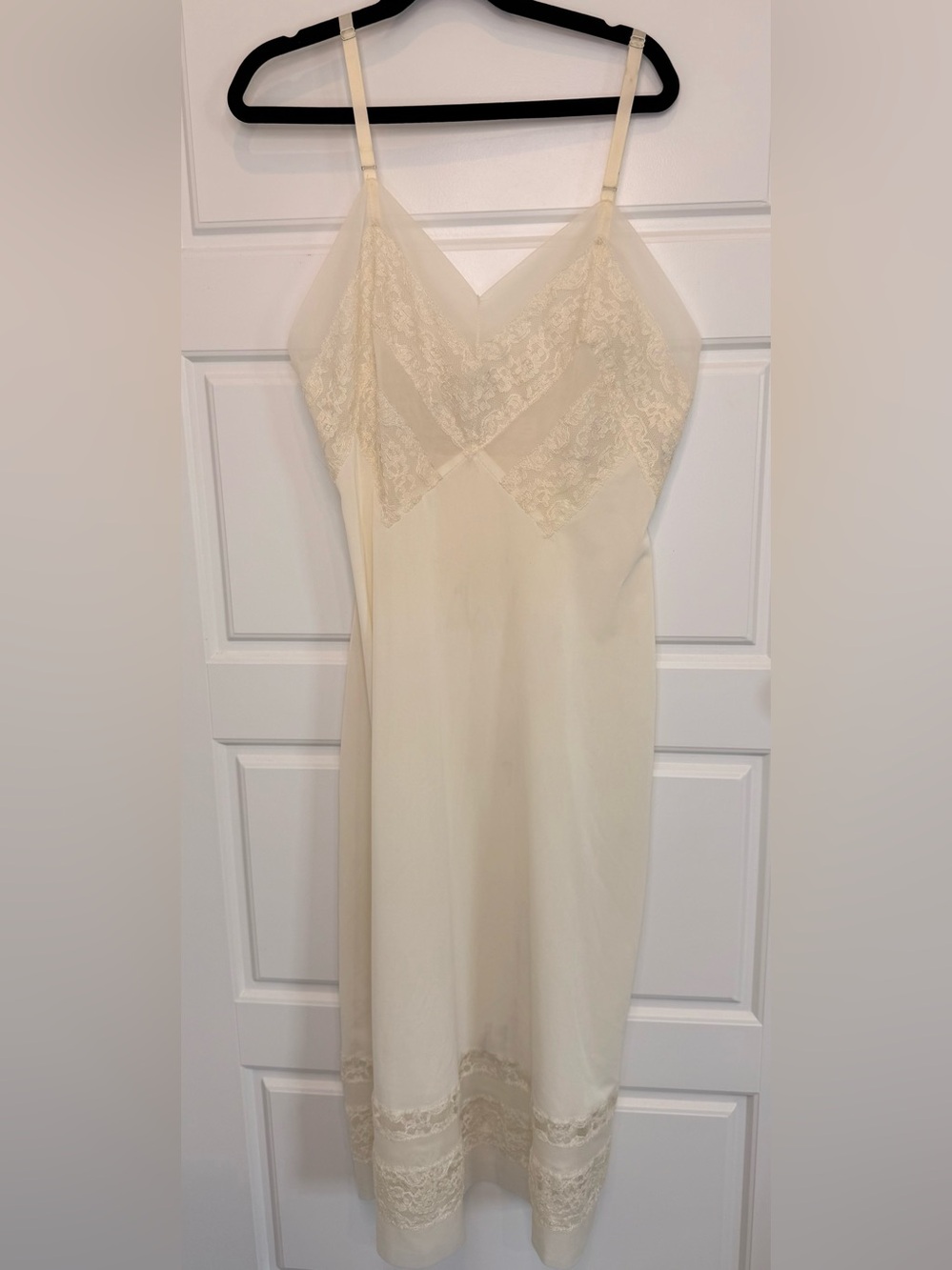 Vintage Lingerie Nightgown Luxite By Kayser Ivory Lace Nylon 34 Slip READ